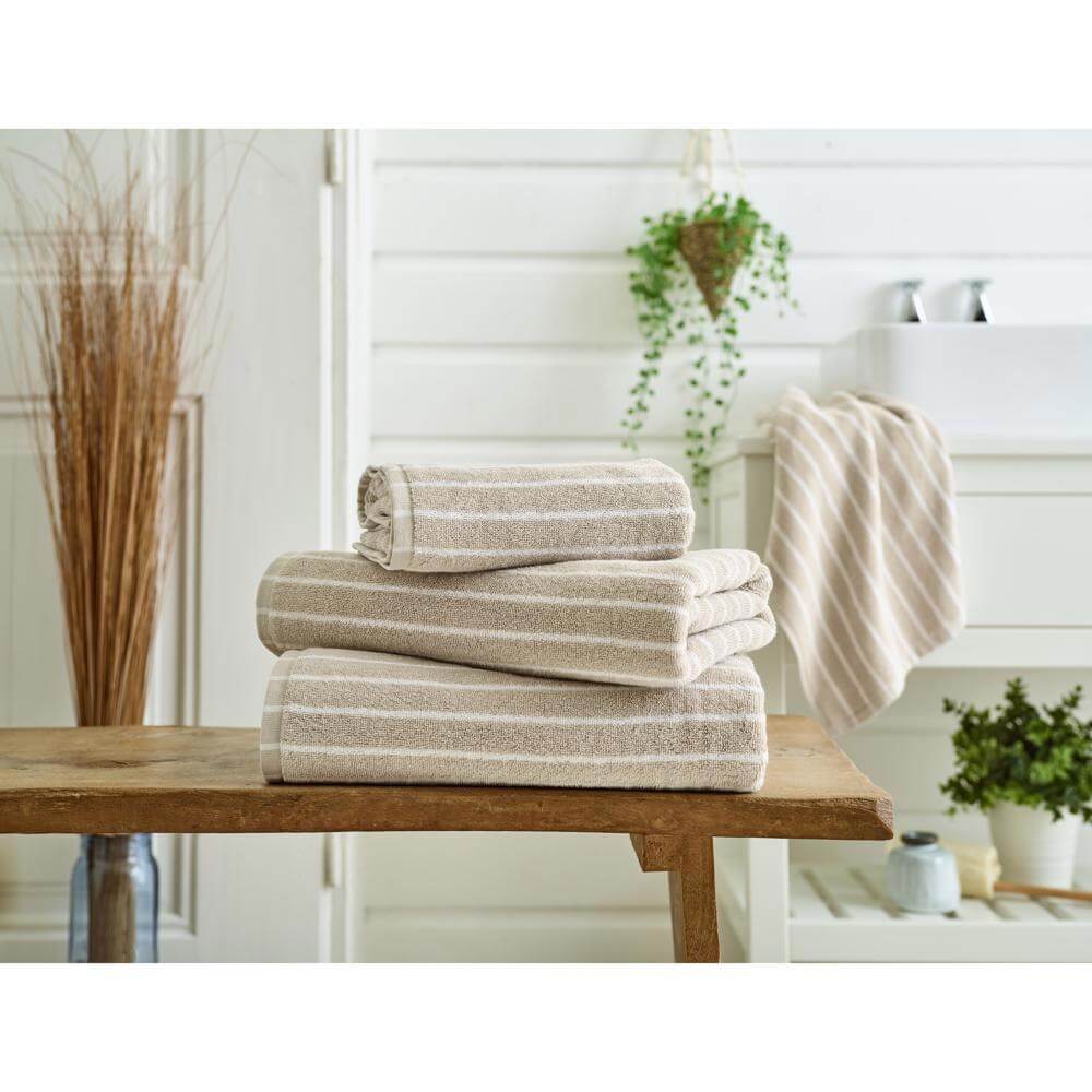 Deyongs Malmo Stripe Stone White Towel